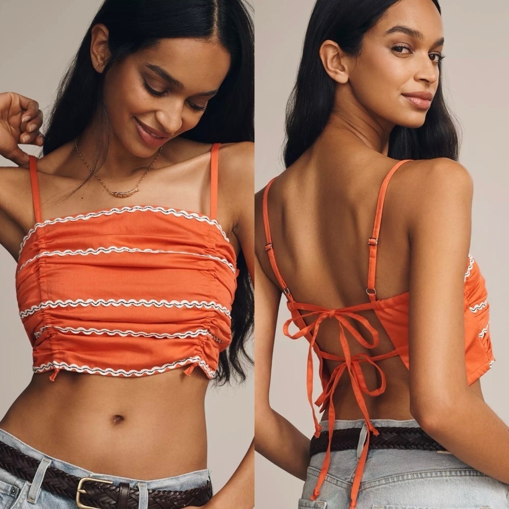 NWT ✨ Anthropologie Celandine Rickrack Cinched Crop Cami